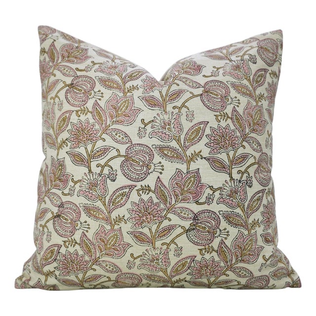 Fabdivine Handmade Linen Blend Pillow Covers 12x20 Inch – Custard Apple Block Print Design For Sale