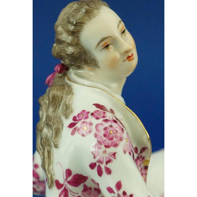 Large 19th Century Rococo Salt Shakers with Figures in Polychrome, Vitrified Porcelain from Meissen, Germany, Set of 2 For Sale - Image 16 of 18