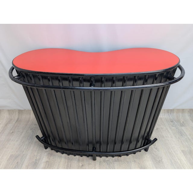 Vintage French Tropical Bamboo Cocktail Bar with Chairs, 1960s, Set of 5 For Sale - Image 6 of 16