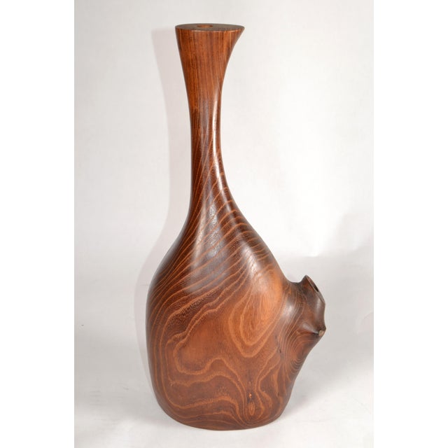Vintage Solid Teak Wood Orchid Vase Mid-Century Modern Art & Crafts Movement For Sale - Image 10 of 13