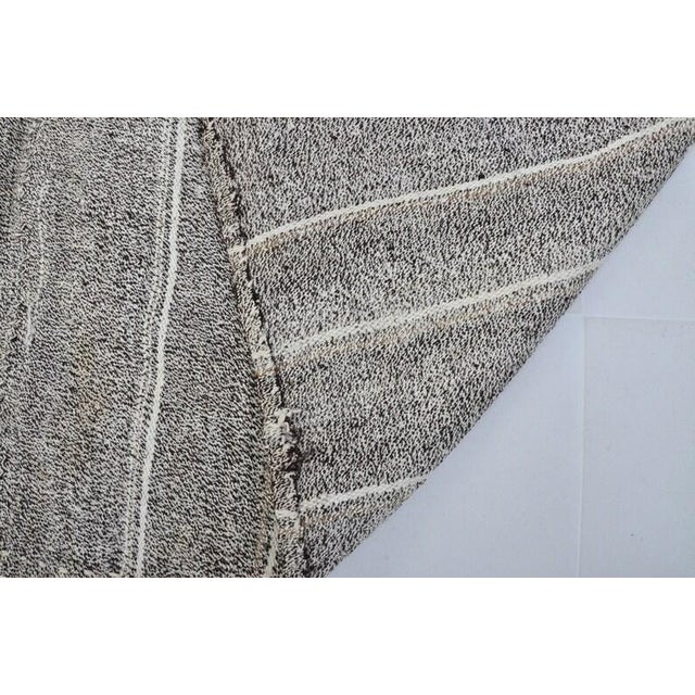 Vintage Minimalist Turkish Striped Kilim Rug in Oatmeal & Ivory Pinstripes For Sale - Image 9 of 9