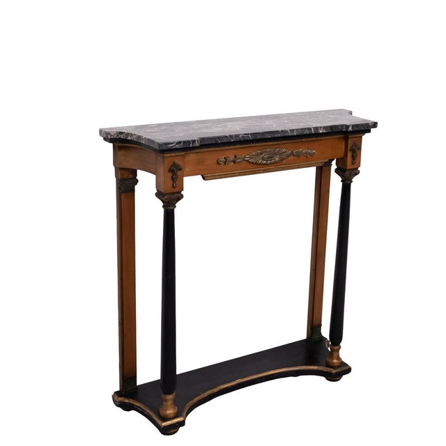 1950s Empire Revival Italian Console Table with Black Marble Top, 1950s For Sale - Image 5 of 14