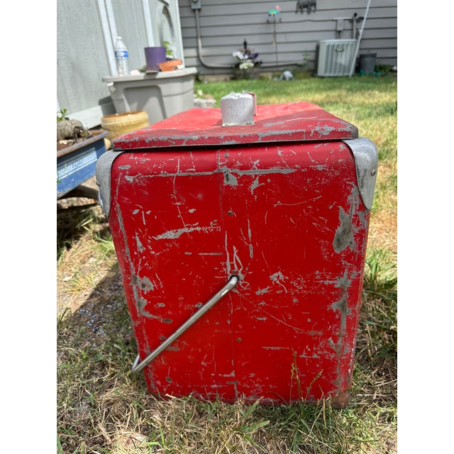 Vintage Coca-Cola Embossed Steel Picnic Cooler Progress Refrigerator Original For Sale - Image 11 of 11