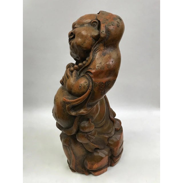 Chinese 1980s Chinese Art Carved Bamboo Happy Buddha Sculpture For Sale - Image 3 of 6