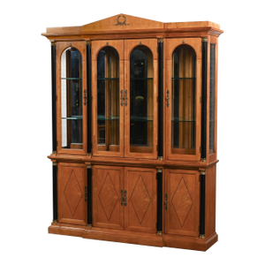 1995 Biedermeier Neoclassic Revival & Empire Style Thomasville Grand Classics Breakfront China Hutch Maple & Black