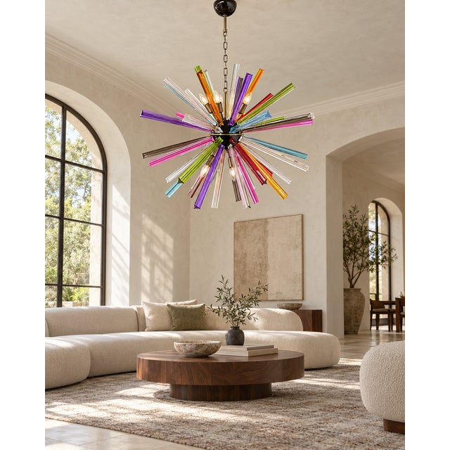 Sputnik Pendant Light with 50 Multicolored Murano Glass Prisms from Justfurnituress SRL For Sale - Image 9 of 10