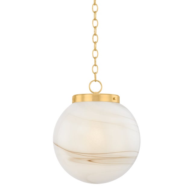 Brass Mitzi Ambra 15.75 in. 1 Light Pendant in Aged Brass Finish For Sale - Image 8 of 8