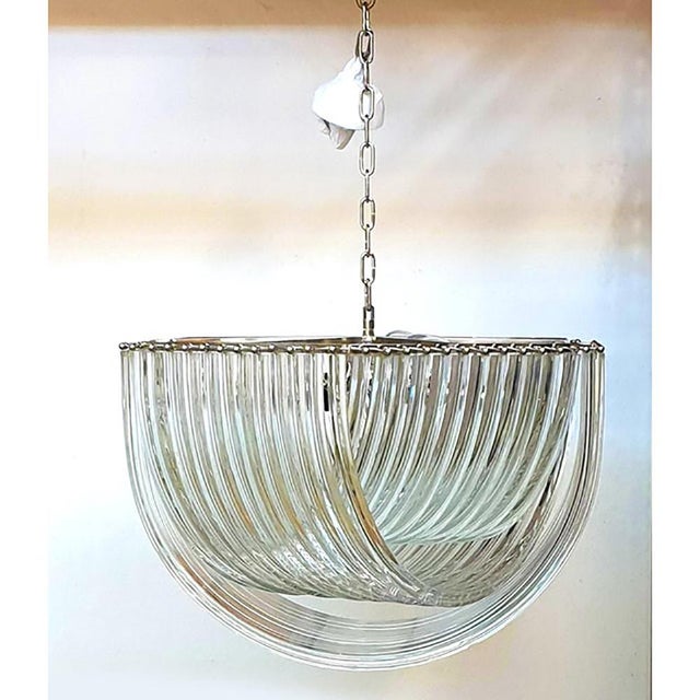 Contemporary Murano Style Glass Pendant Arc in Clear Color with Kromo Metal Frame from Simoeng For Sale - Image 3 of 6