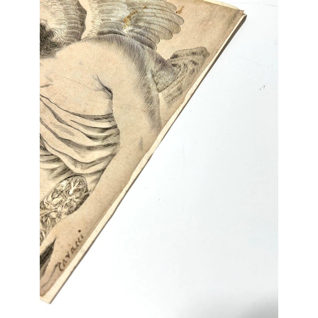 Mid 18th Century Italian Engraving of Angel, Signed Cavalli For Sale - Image 10 of 12