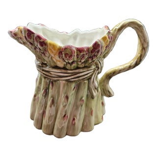 2009 Fitz & Floyd Asparagus Giardino Small Ceramic Pitcher Handcrafted # 53-286 For Sale