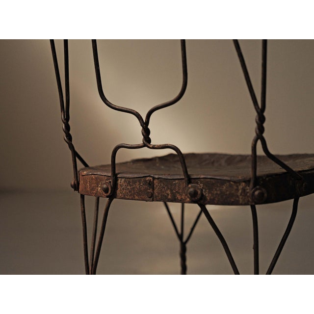 Mid-Century Modern Steel and Patinated Sheet Metal Chairs, 1950, Set of 2 For Sale - Image 3 of 13