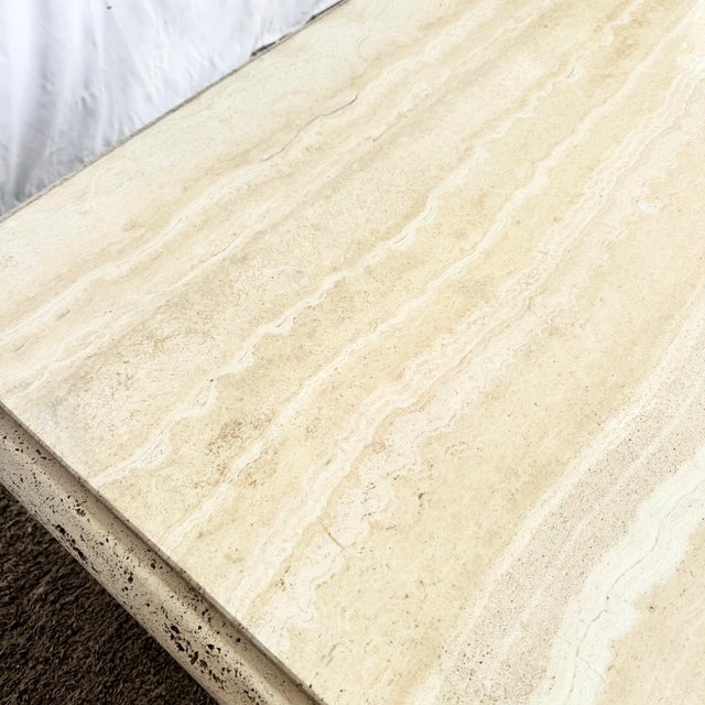 Vintage Italian Travertine Square Top Coffee Table For Sale - Image 10 of 12