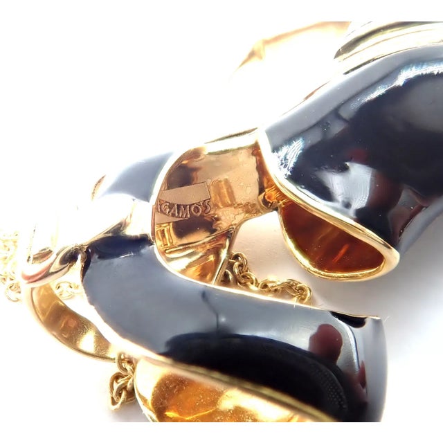 Late 20th Century Late 20th Century Salvatore Ferragamo Yellow Gold Enamel Shoe Pendant Necklace For Sale - Image 5 of 9