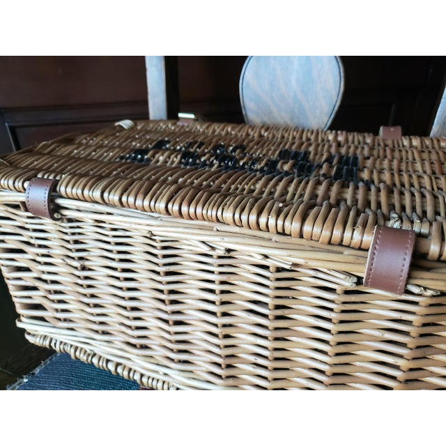 Fortnum & Mason 20" British Wicker Picnic Hamper Basket For Sale - Image 16 of 18