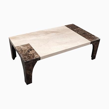 Stone Vintage Brown Coffee Table with Italian Daino Marble by Joaquín Moll for Meddel, 1990 For Sale - Image 7 of 7