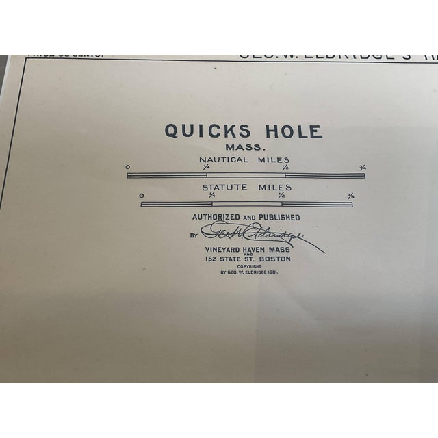 Mariners Chart of Quicks Hole and Tarpaulin Cove by George Eldridge 1901 For Sale - Image 4 of 12