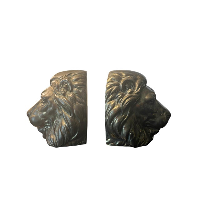 Mid-20th Century Brass Lion Bookends For Sale In Nashville - Image 6 of 8