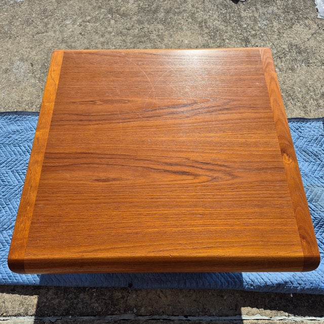 Mid-Century Modern 1980s Vejle Stole & Mobelfabrik Danish Modern Teak Pedestal Base Square Coffee Table For Sale - Image 3 of 9