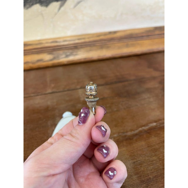 Vintage 1970s German Perfume Bottle With Crown Top and Floral Motif For Sale In Seattle - Image 6 of 6