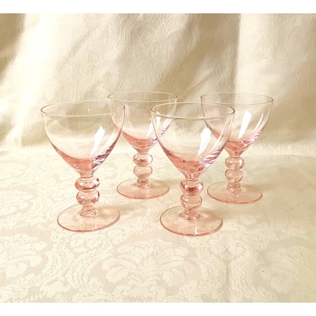 Art Deco Art DecoPink Hand Blown Morgantown Cocktail Glasses / Coupes - Set of 4 For Sale - Image 3 of 7