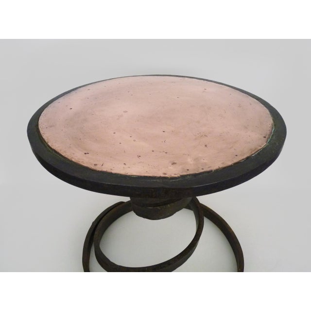 Vintage Coffee Table with Industrial Spring and Copper Top, 1950s For Sale - Image 4 of 9