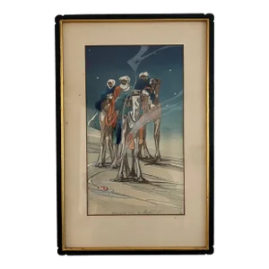 Vintage Bertha Lum Three Wise Men Original Color Woodcut Signed Dated Japanese Inspired