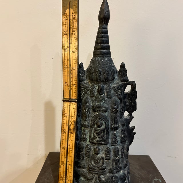 Vintage Thai Bronze Stupa Shrine With 1,000 Buddha Motif For Sale - Image 12 of 12