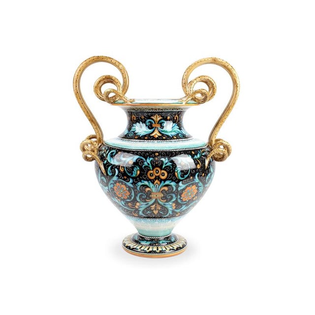 Floral Dance Heritage Vase by deBlona Dimensions: W 42 x D 30 x H 51 cm. Materials: Ceramic. Colors: Black, golden yellow,...
