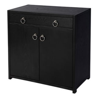 Lark 31 in. W Rectangular Wood Accent Storage Cabinet with 1 Drawer and 2 Doors, Washed Black For Sale
