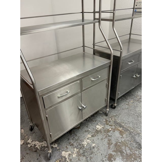 Silver Shampaine Co. Stainless Steel Rolling Cabinets, Pair For Sale - Image 8 of 12