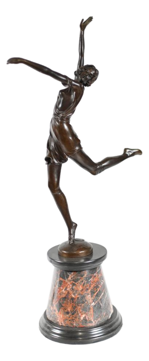 Art Deco Bronze Statue of Dancing Girl after Bruno Zach, 1890s