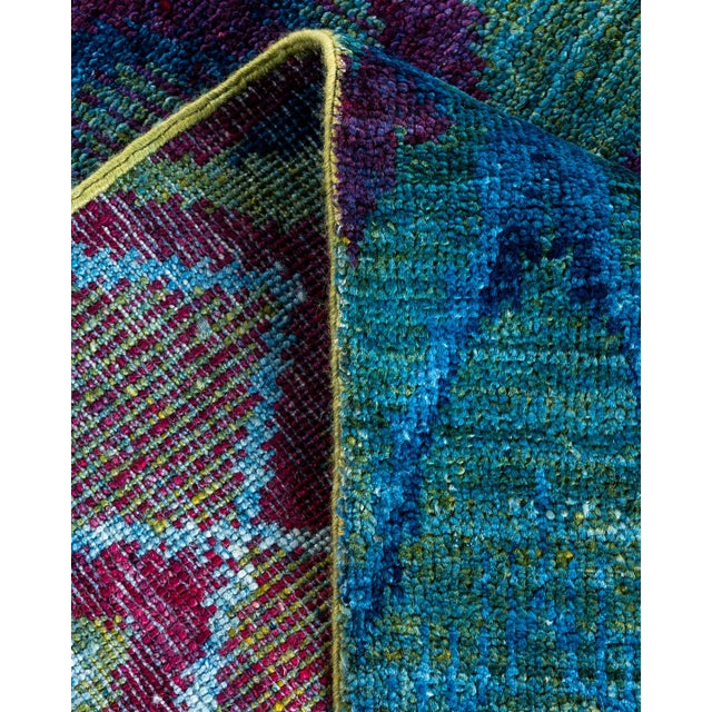 Modern Hand-Knotted Area Rug - Blue, 4' 0" x 6' 1" For Sale In New York - Image 6 of 8