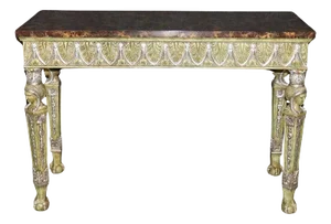 Maitland Smith Egyptian Revival Style Faux Tortoise Shell Painted Console Table