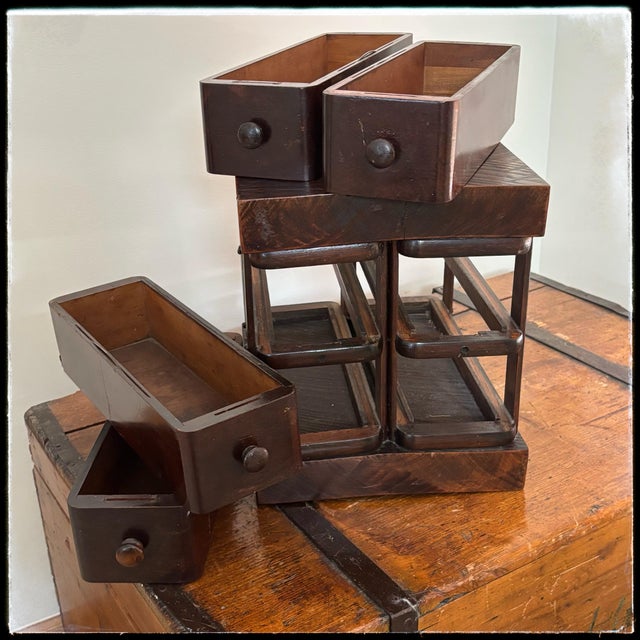 1900 - 1909 1900s Antique Industrial Wood Desktop Filing and Storage Cabinet Organizer For Sale - Image 5 of 7
