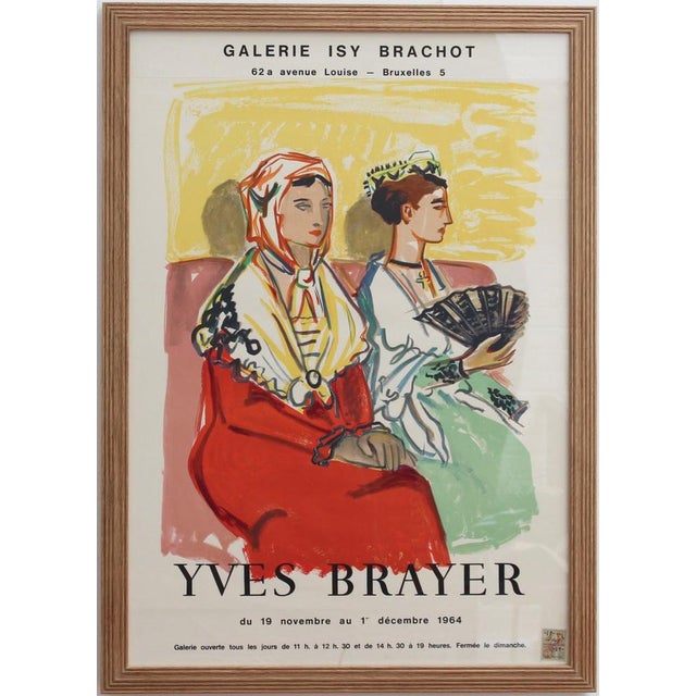 French vintage exhibition poster for yves brayer (1964). Newly framed, the poster announces an exhibition of the works of...