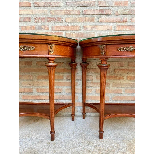Empire Style Mahogany Nightstands with Bronze and Brass Details, 1930s, Set of 2 For Sale - Image 6 of 18