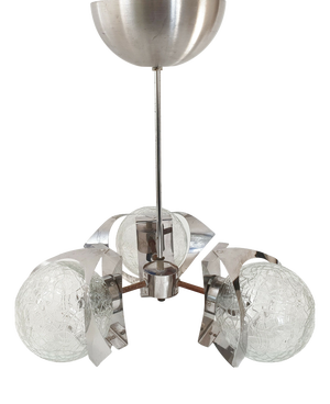 Vintage Pendant Light with Glass and Chrome Steel Balls, 1970