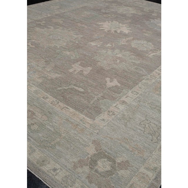 Textile Turkish Oushak Rug Gray, Taupe, Blue Handwoven Wool Rug 9'4" X 12'4" For Sale - Image 7 of 7