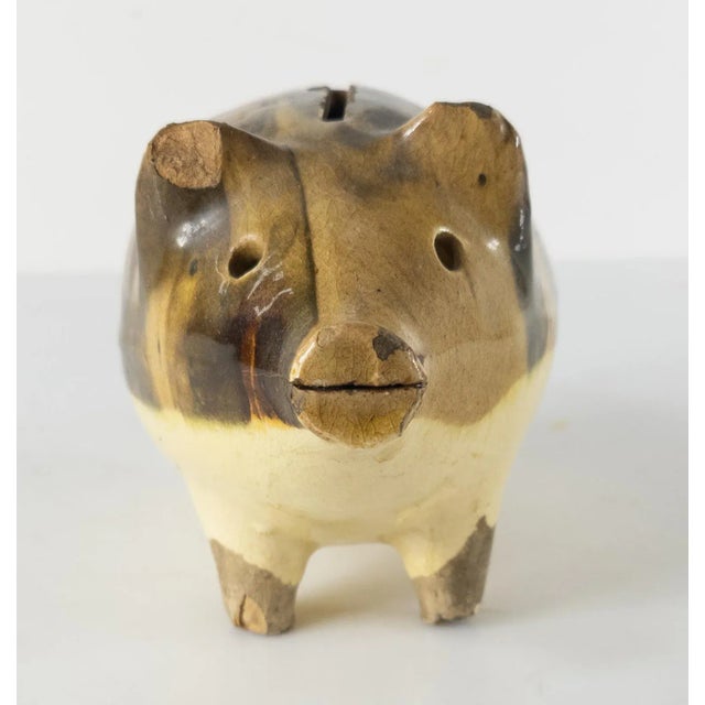 Early 20th Century Early 20th Century Rustic Pottery Pig Form Piggy Bank For Sale - Image 5 of 11