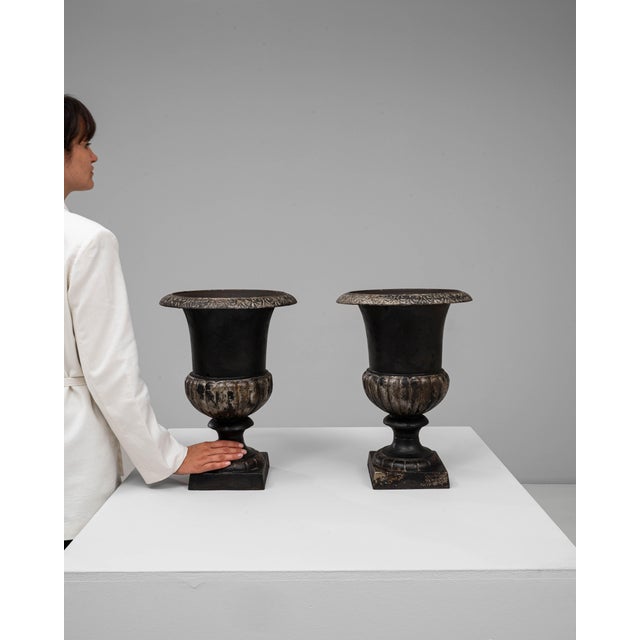 19th Century French Cast Iron Campagna Urn Planters - A Pair For Sale - Image 17 of 18