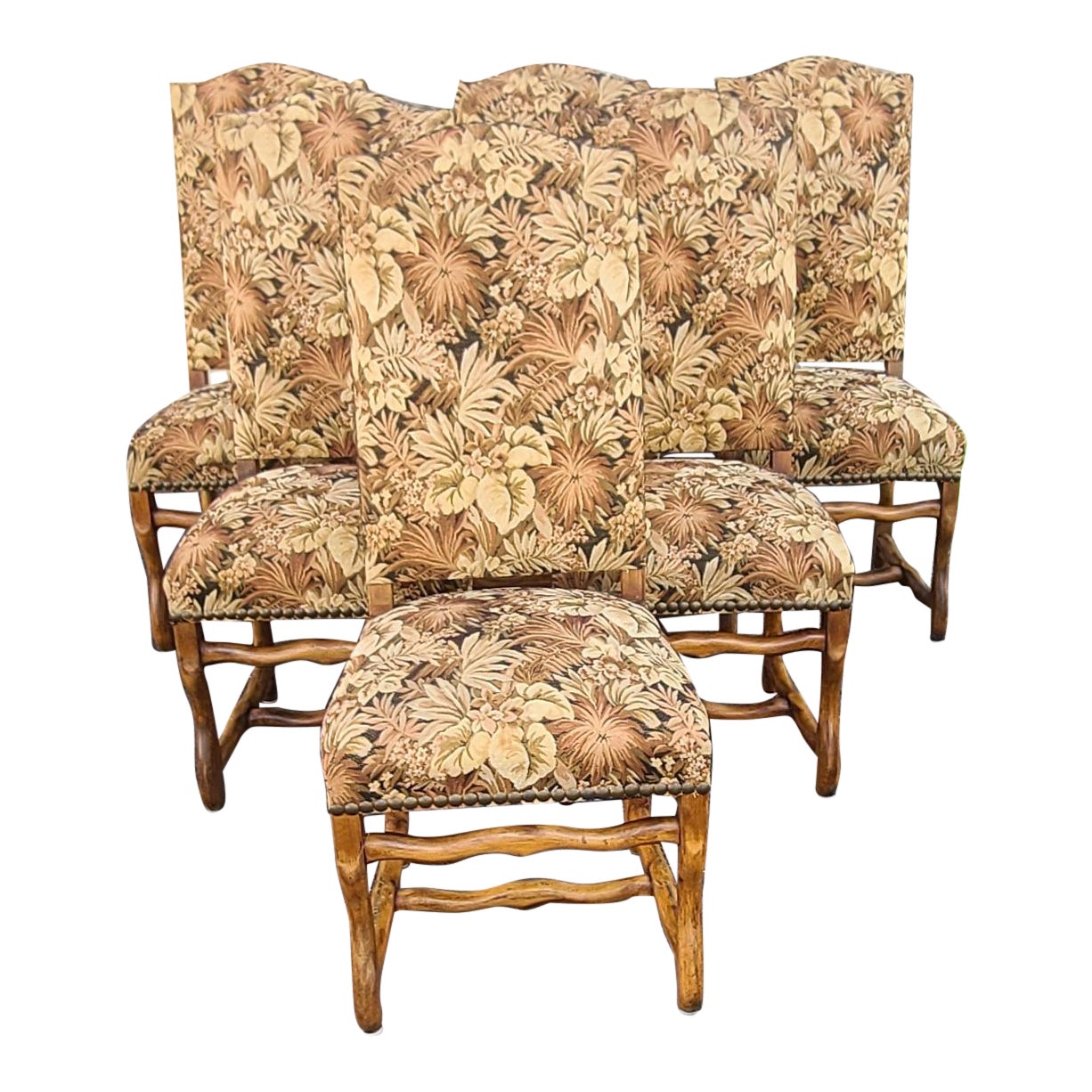 French Country Louis Xiv Style Tall Back Upholstered Dining Chairs Set Of 6 Chairish