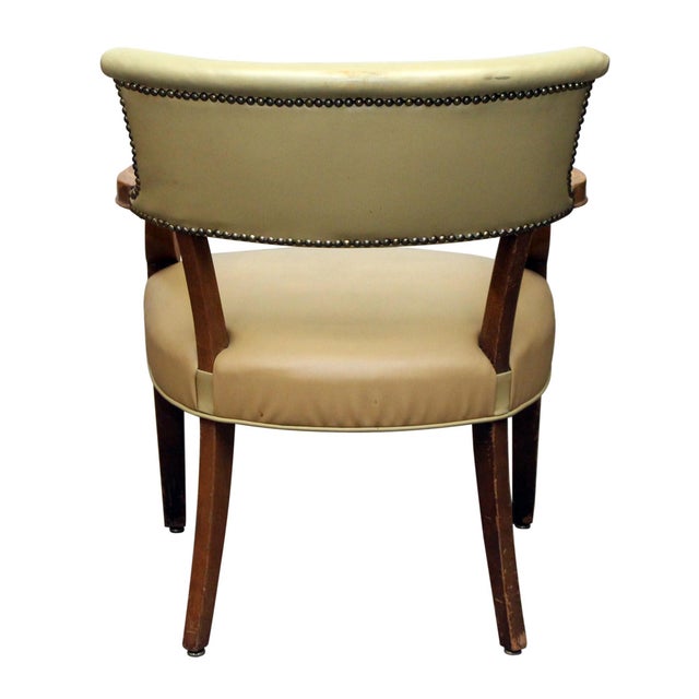 Wood Late 20th Century Studded Vinyl Tan Chair For Sale - Image 7 of 7