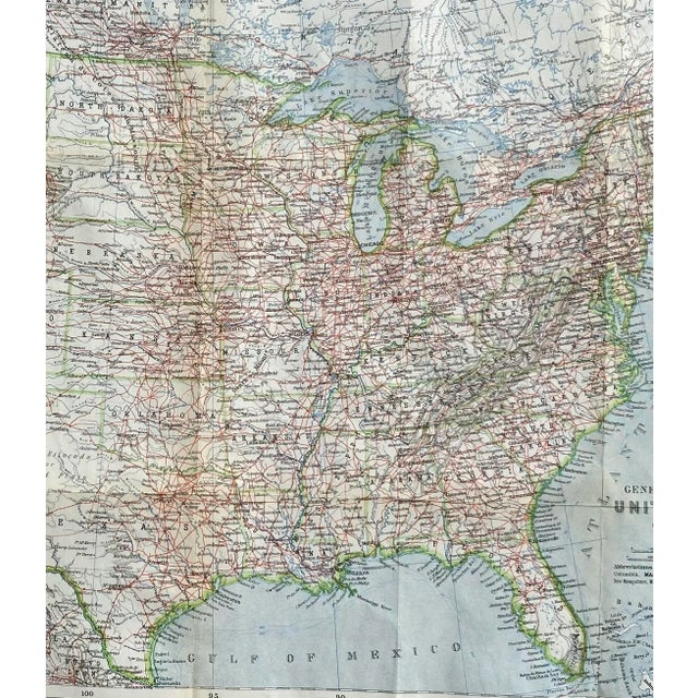 Traditional 1909 Antique Map of the United States For Sale - Image 3 of 4