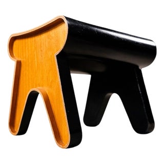 Brazilian Contemporary Stool in Ebonized Wood by Pedro Useche, Brazil, 2000s For Sale