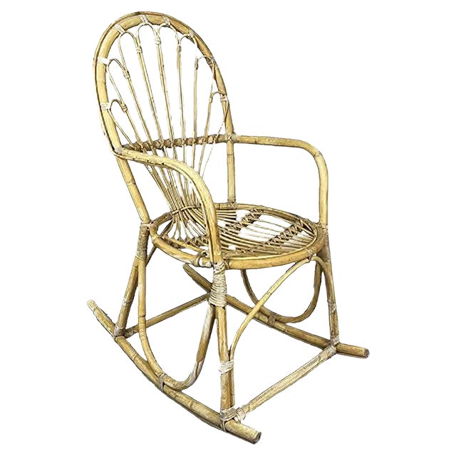 Rattan Rocking Chair, 1960s For Sale