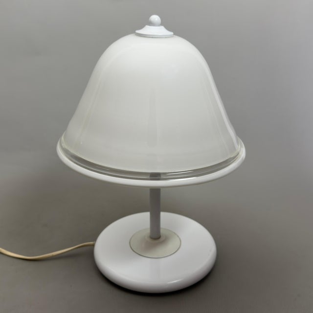 Mushroom Table Lamp in Murano Glass and White Metal, 1970s For Sale - Image 4 of 13