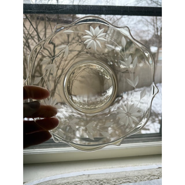 Hazel-Atlas Vintage Attributed to Hazel-Atlas Amber Depression Glass Etched Plates Floral Star Pattern 7 Inch - Set of 4 For Sale - Image 4 of 12