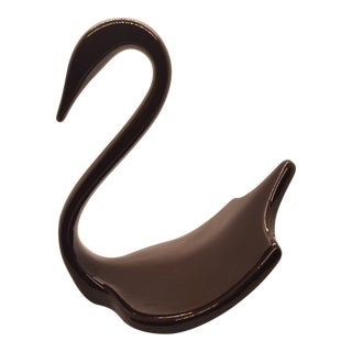 Vintage 1950s/60s Mid-Century Modern. Chocolate Brown Ceramic Swan For Sale