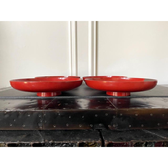 Set of Four Japanese Maki-e Lacquered Pedestal Dishes For Sale - Image 4 of 9