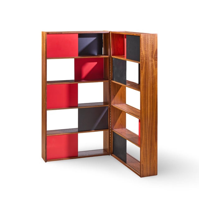Wood Evans Clark for Glenn of California Mid Century Walnut Room Divider Bookshelf For Sale - Image 7 of 8